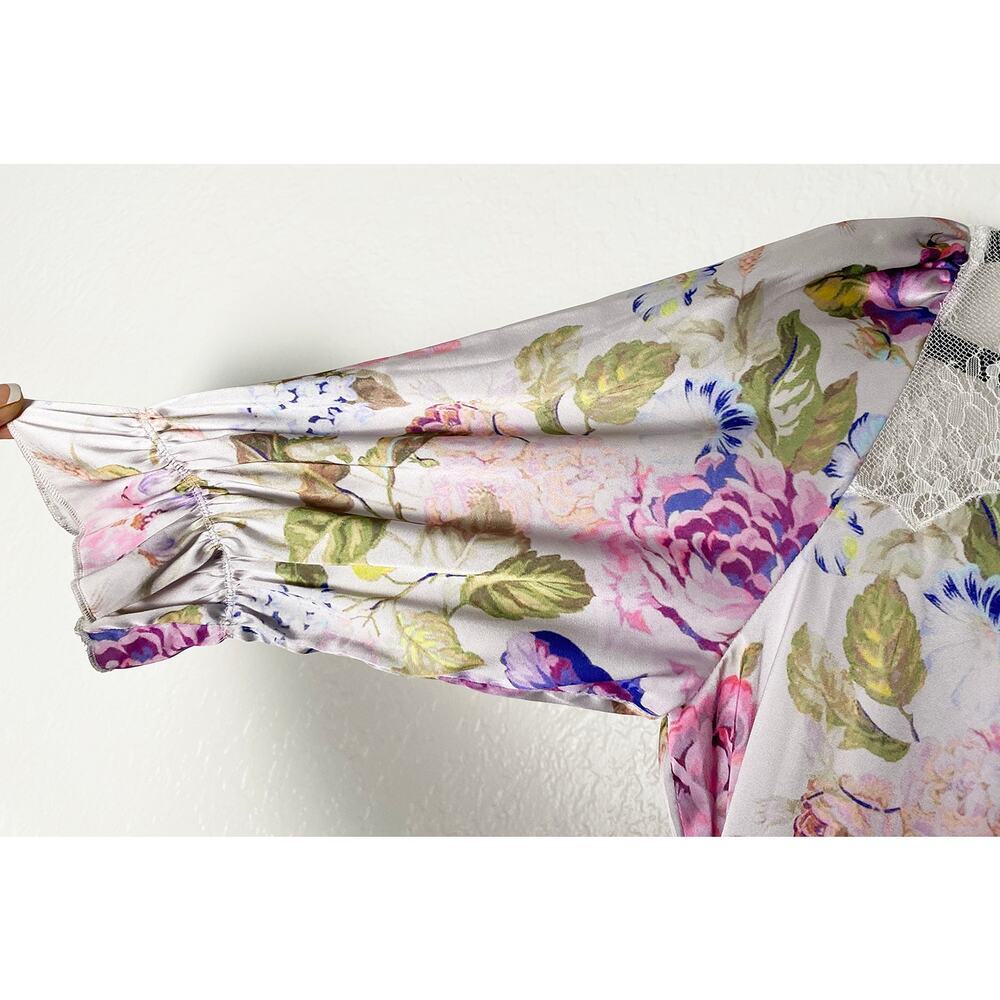 Women's Beach Riot x‎ V. Chapman Lotus Wrap Dress Floral Mini Asymmetrical Lace - Picture 8 of 13